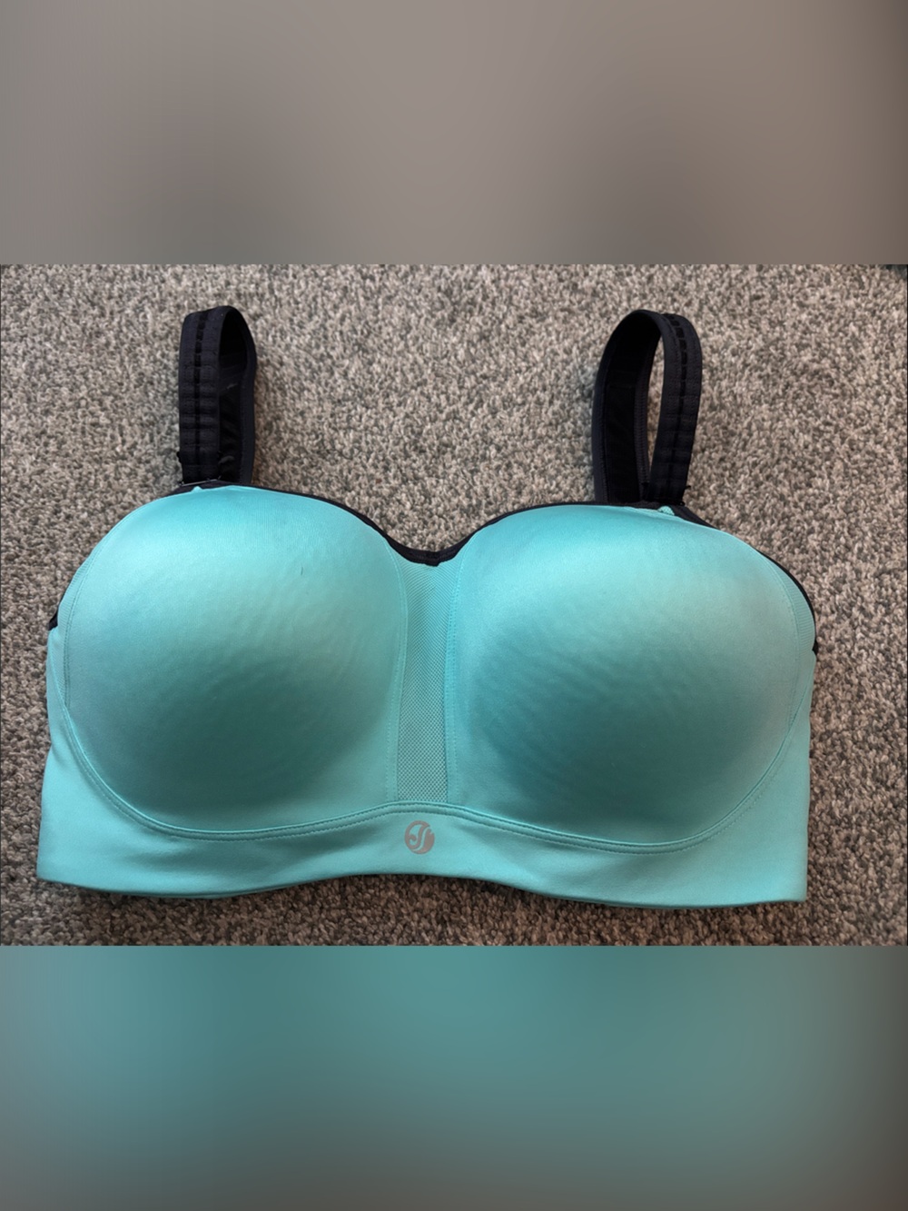 VGUC Soma Aqua Blue Strapless Convertible Sports Bra with Black Straps